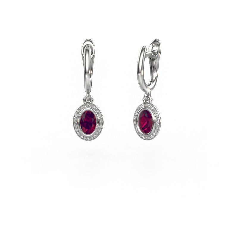 Pendants d'oreilles Noud OVL 950 platine rhodolite 6x4 mm