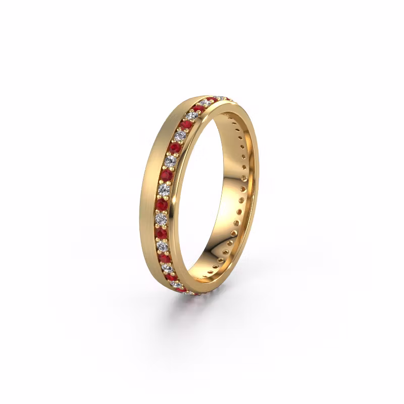 Wedding ring WH0303L24AM 585 gold ruby ±4x1.7 mm
