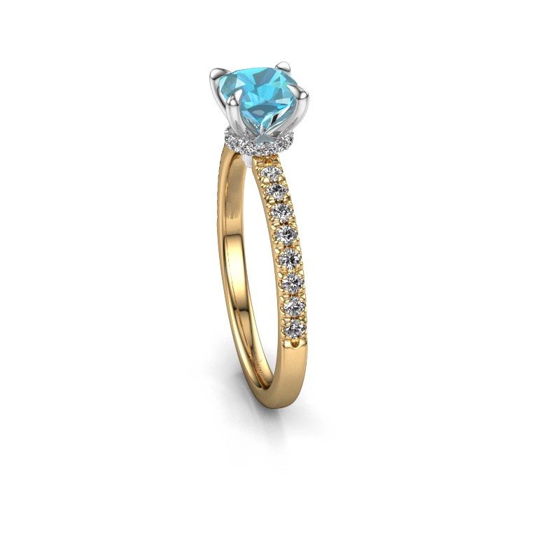 Afbeelding van Verlovingsring Crystal CUS 4 585 goud blauw topaas 5.5 mm