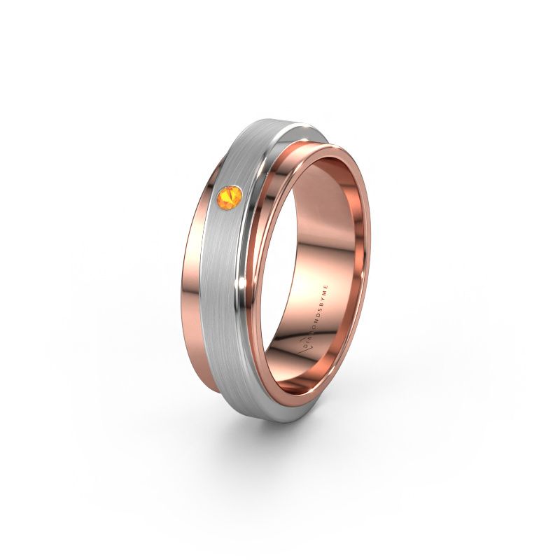 Huwelijksring WH2220L16D 585 rosé goud citrien ±6x2.2 mm