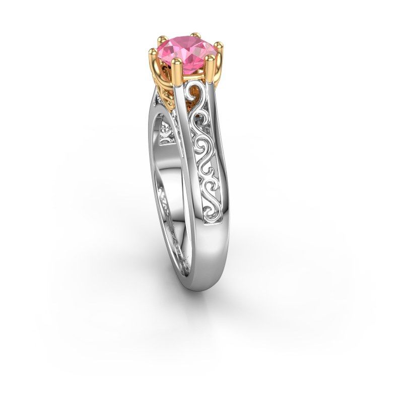 Image of Engagement ring shan<br/>585 white gold<br/>Pink sapphire 6 mm