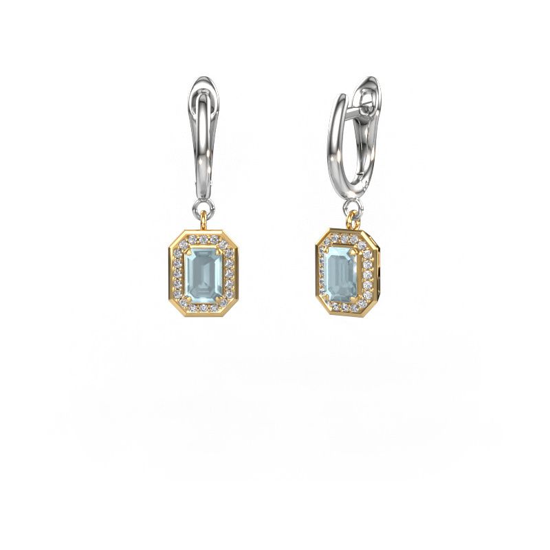 Pendants d'oreilles Dodie 1 585 or jaune aigue-marine 6x4 mm