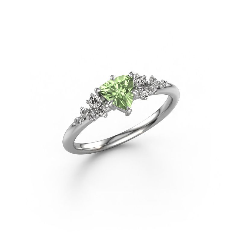 Ring Royce TRI 585 white gold green lab grown diamond 5.5 mm