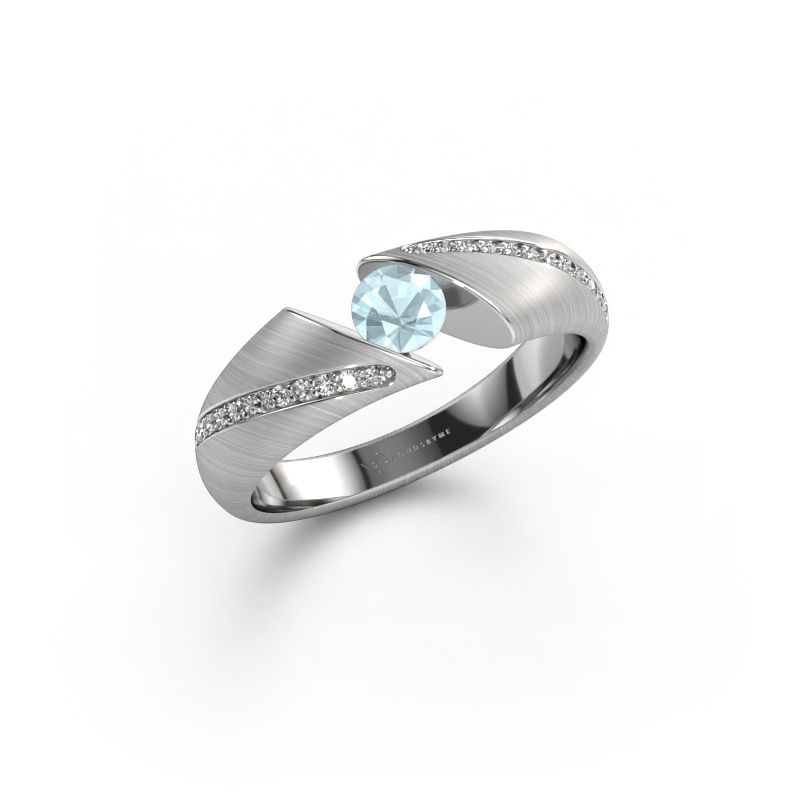 Verlobungsring Hojalien 2 585 Weißgold Aquamarin 4.2 mm