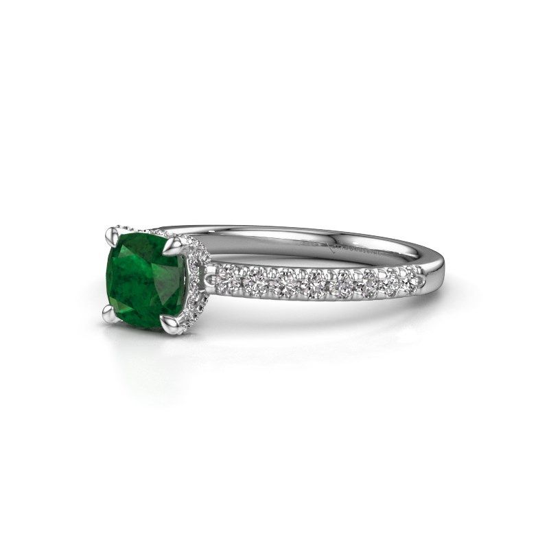 Image of Engagement ring saskia 1 cus<br/>585 white gold<br/>Emerald 5.5 mm