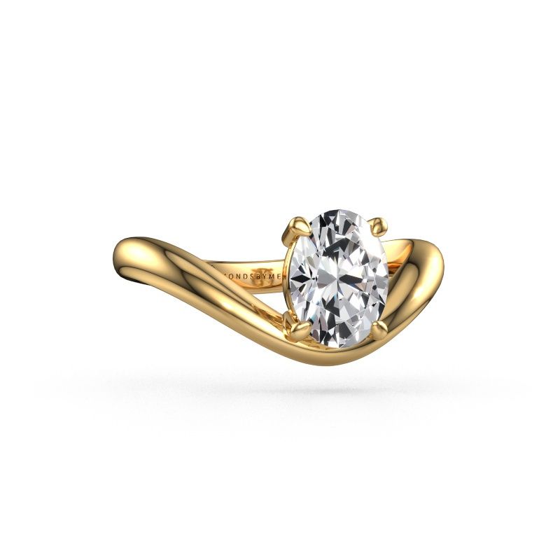 Engagement ring Femke OVL 585 gold lab grown diamond 1.10 crt