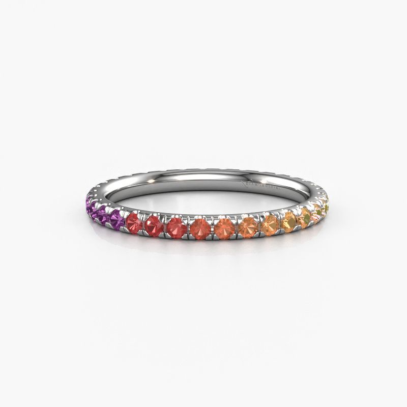 Image of Stackable Ring Jackie 1.7<br/>585 white gold<br/>Rainbow Sapphire 1 1.7 Mm