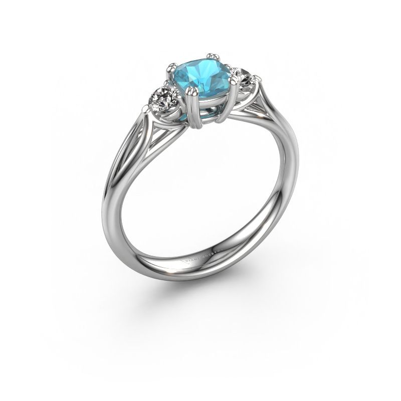 Verlobungsring Amie cus 950 Platin Blau Topas 5 mm