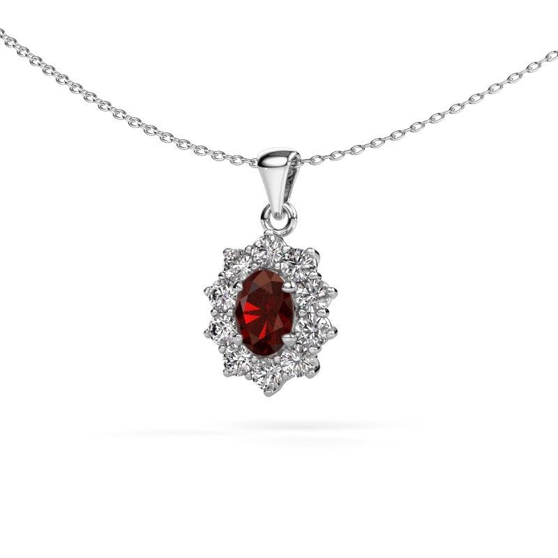 Pendentif Leesa 585 or blanc grenat 7x5 mm
