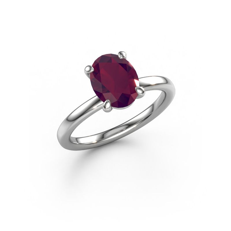 Verlovingsring Simone OVL 1 585 witgoud rhodoliet 9x7 mm