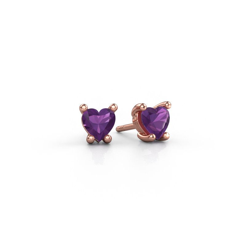 Oorbellen Sam Heart 585 rosé goud amethist 5 mm