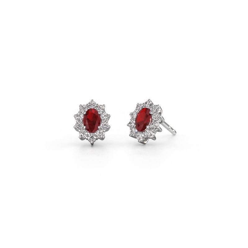 Earrings Leesa 585 white gold ruby 6x4 mm