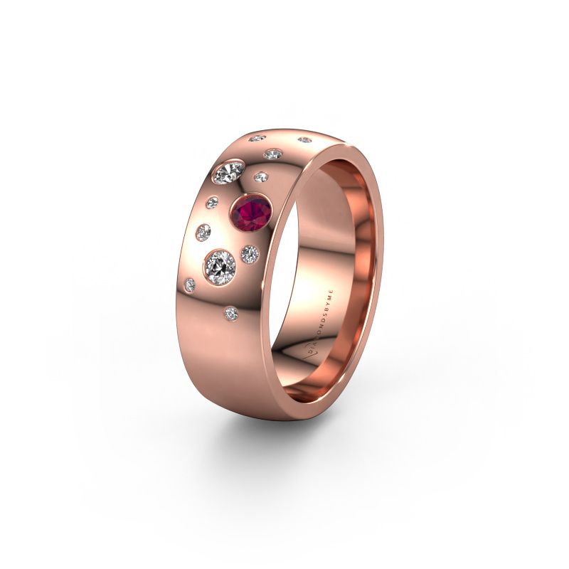 Trouwring WH0141L26BP 585 rosé goud rhodoliet ±7x2 mm