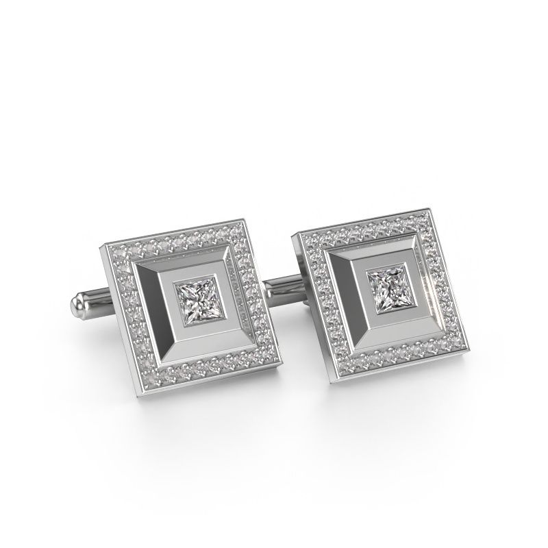 Manschettenknöpfe Joris 585 Weißgold Zirkonia 4 mm