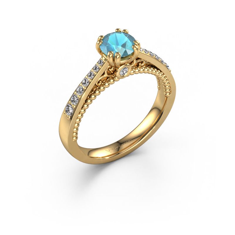 Bague de fiançailles Rozella 585 or jaune topaze bleue 5.5 mm