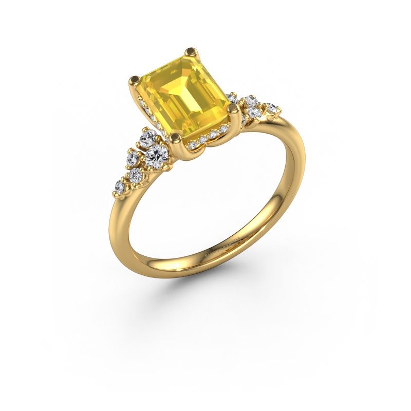 Bague de fiançailles Emma EME 585 or jaune saphir jaune 8x6 mm