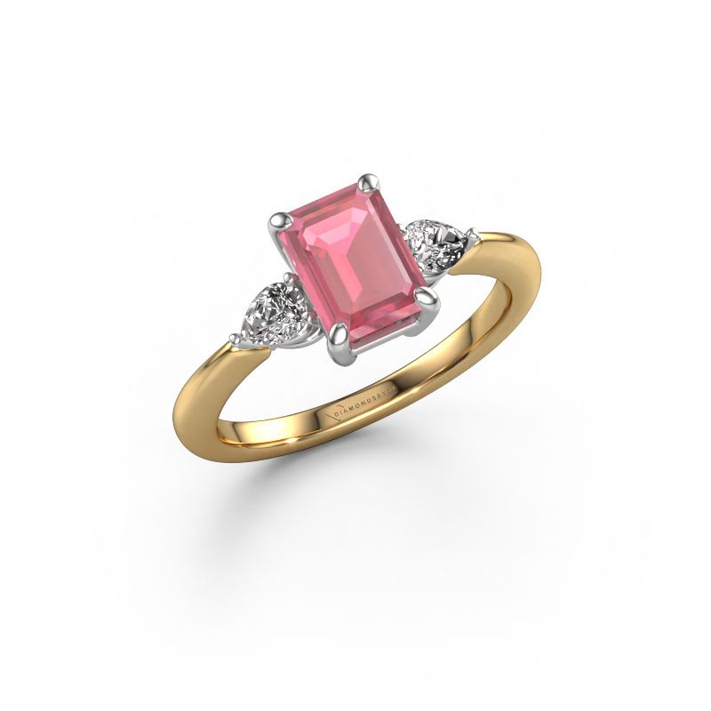 Engagement ring Chanou EME 585 gold tourmaline pink 7.5x5.5 mm