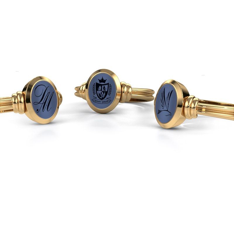 Afbeelding van Pinkring Jake 1<br/>585 goud<br/>Blauw lagensteen 10x8 mm