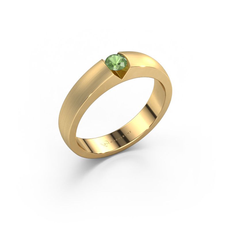 Verlobungsring Theresia 585 Gold Turmalin grün 3.4 mm
