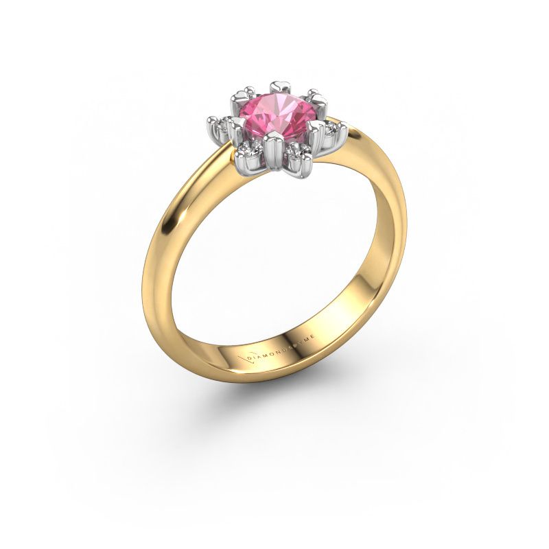 Ring Liesbeth 585 goud roze saffier 5 mm