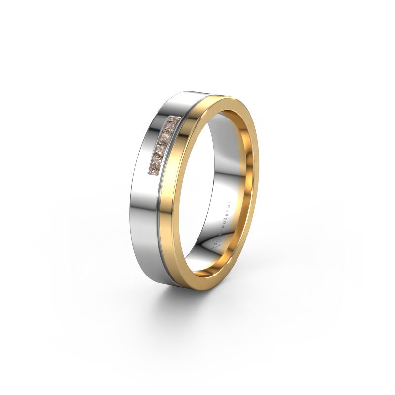 Trouwring WH0307L15AP 585 witgoud bruine diamant ±5x1.7 mm