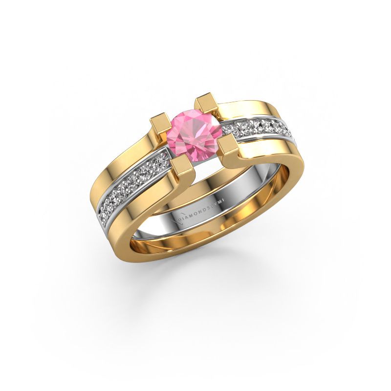 Verlovingsring Myrthe 585 witgoud roze saffier 5 mm