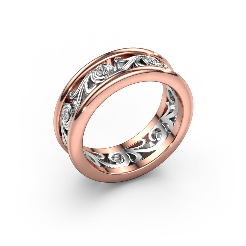 Alliance Bibi 585 or rose diamant synthétique ±7 x 2 mm