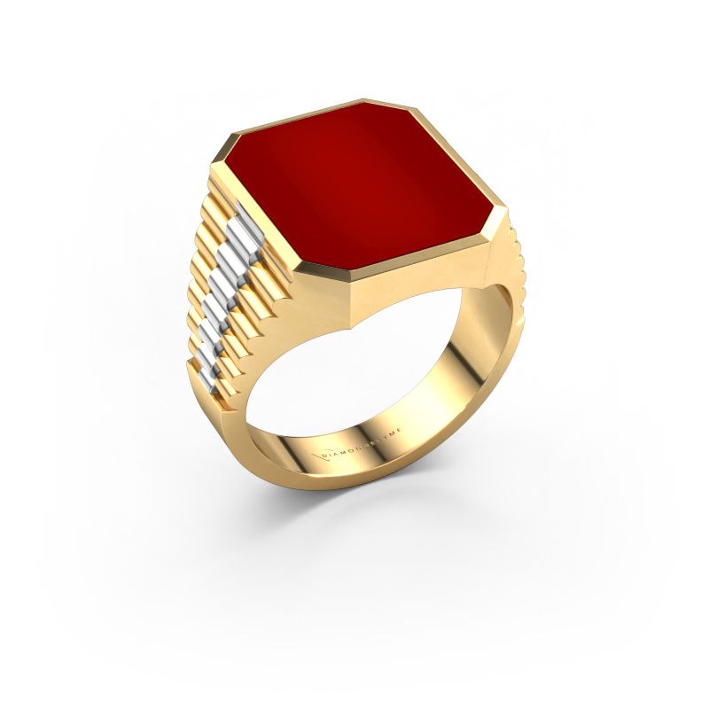 Zegelring Brent 4 585 goud carneool 16x13 mm