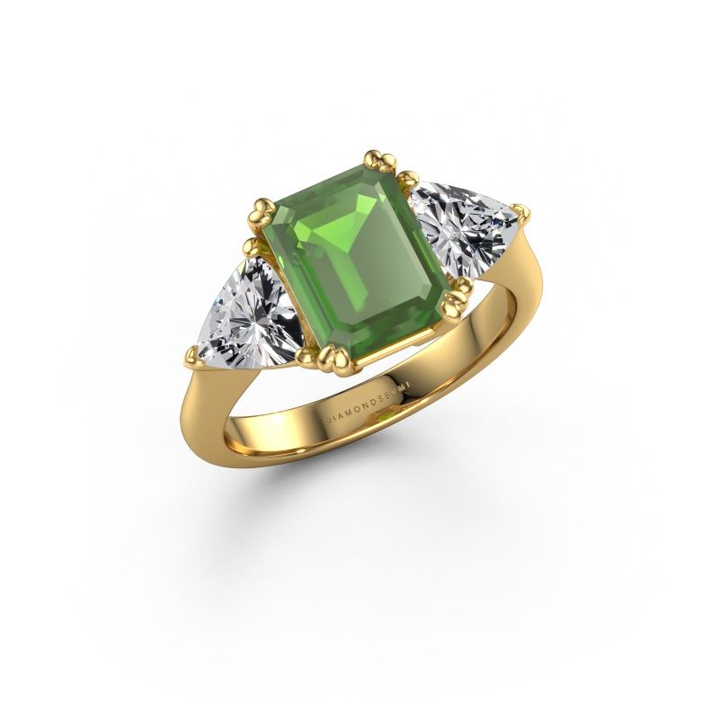 Verlobungsring Paula 585 Gold Turmalin grün 9x7 mm