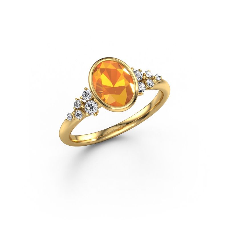 Verlobungsring Aliyah OVL 585 Gold Citrin 8x6 mm