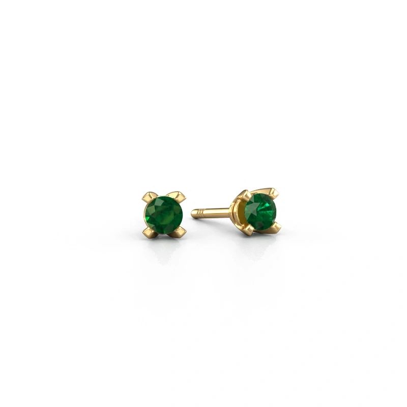 Stud earrings Isa 585 gold emerald 5 mm