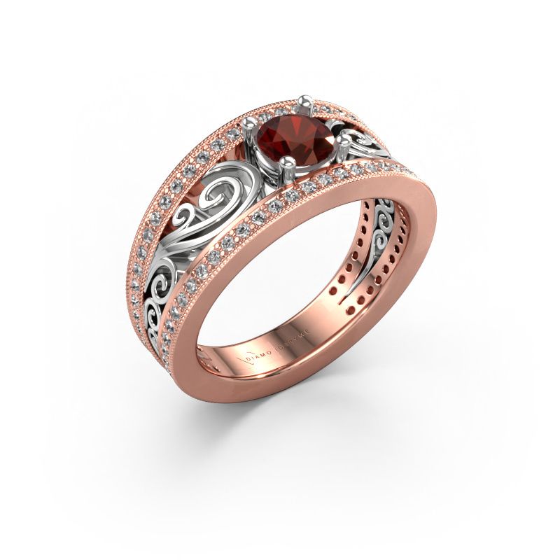 Bague de fiançailles Julliana 585 or rose grenat 5 mm