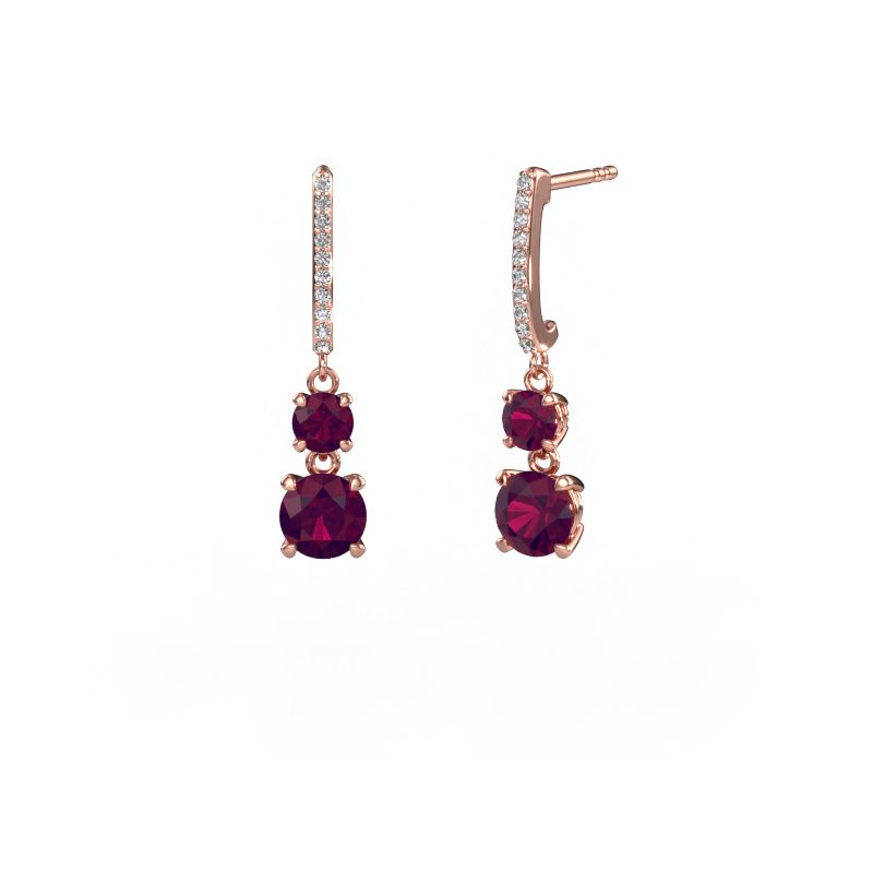 Drop earrings Tanja 2 585 rose gold rhodolite 4.2 mm