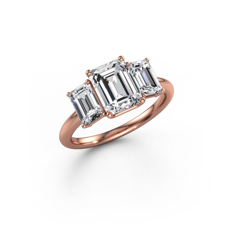 Bague de fiançailles Sandra 585 or rose zircone 8x6 mm