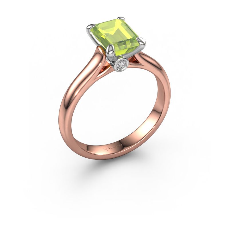 Engagement ring Valorie eme 1 585 rose gold peridot 9x7 mm