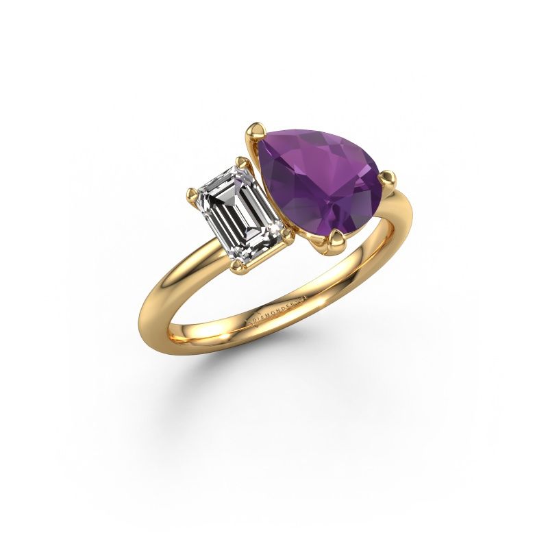Engagement ring Toi et Moi PER-EME 585 gold amethyst 9x7 mm