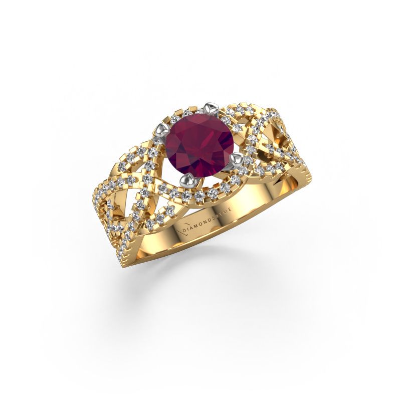Ring Jeni 585 gull rhodolitt 6.5 mm