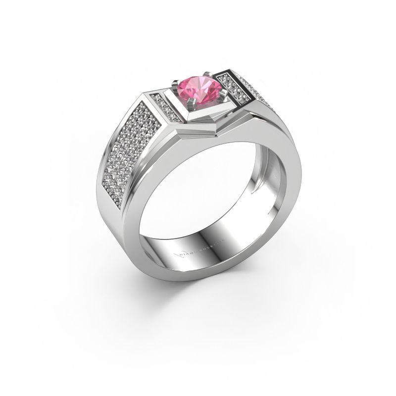 Heren ring Marcel 950 platina roze saffier 5 mm
