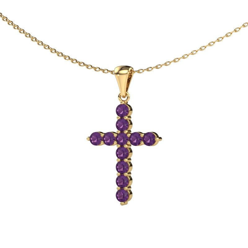 Pendant Cross 585 gold amethyst 2.5 mm