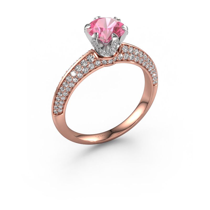 Engagement ring Abby 585 rose gold pink sapphire 6.5 mm