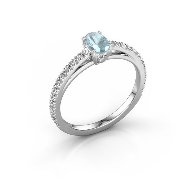 Bild von Verlobungsring haley ovl 2<br/>950 Platin<br/>Aquamarin 6x4 mm