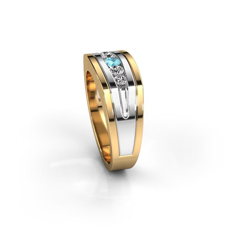 Image de Bague pour homme Huub<br/>585 or jaune<br/>Topaze bleue 3.7 mm
