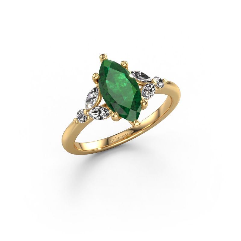 Engagement ring Megan MRQ 585 gold emerald 11x5.5 mm