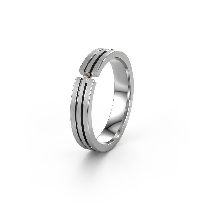 Wedding ring WH0402L14AM 950 platinum brown diamond ±4 x 1.7 mm