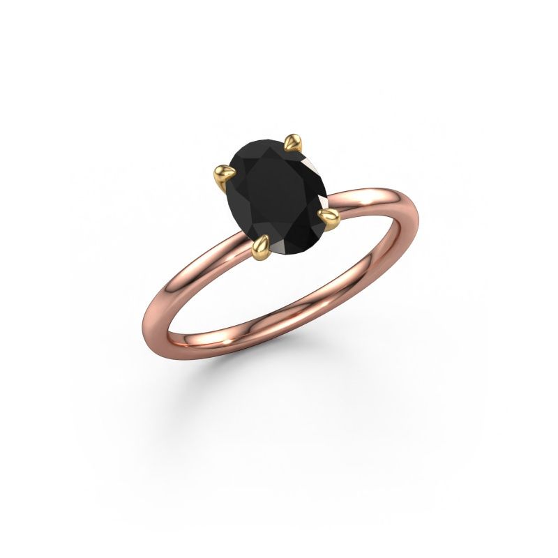 Engagement ring Crystal OVL 1 585 rose gold black diamond 1.40 crt