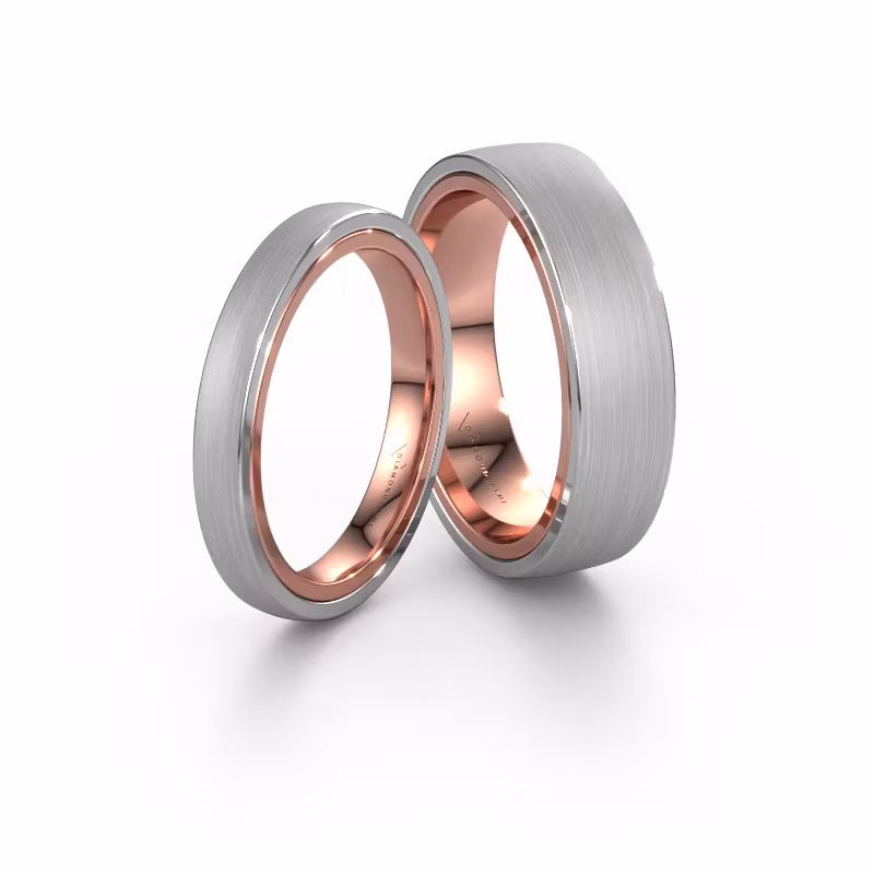 Trouwringen set WH2216LM26DM ±3x2.4 mm 14 Carat witgoud