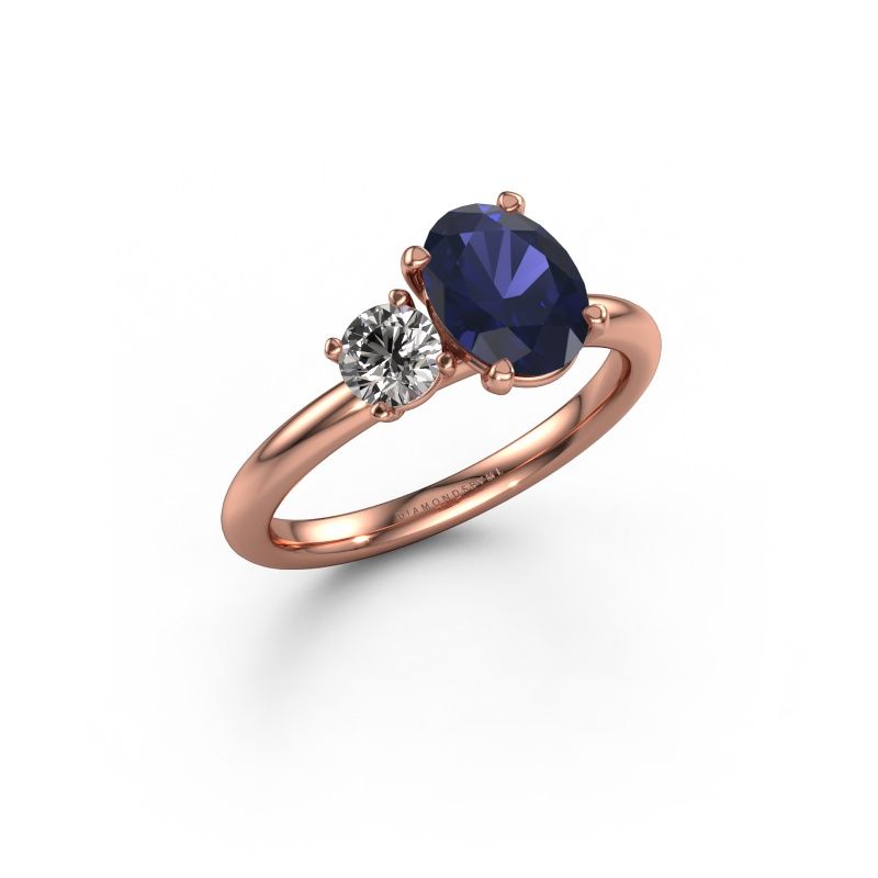 Verlobungsring Toi et Moi OVL-RND 585 Roségold Saphir 8x6 mm