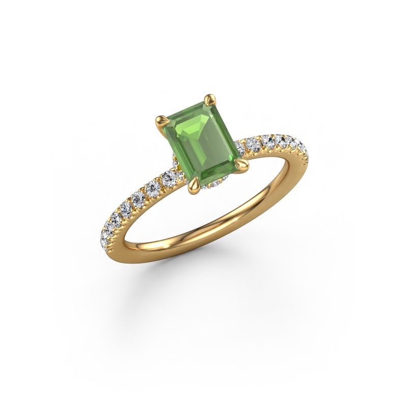 Bague de fiançailles Crystal EME 4 585 or jaune vert tourmaline 7x5 mm