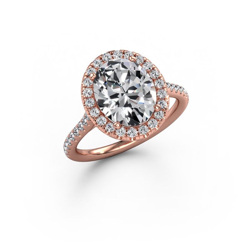 Bague de fiançailles Seline ovl 2 585 or rose diamant 3.18 crt