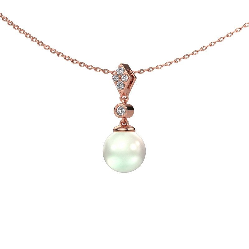 Anhänger Marna 585 Roségold Weiße Perl 5 mm